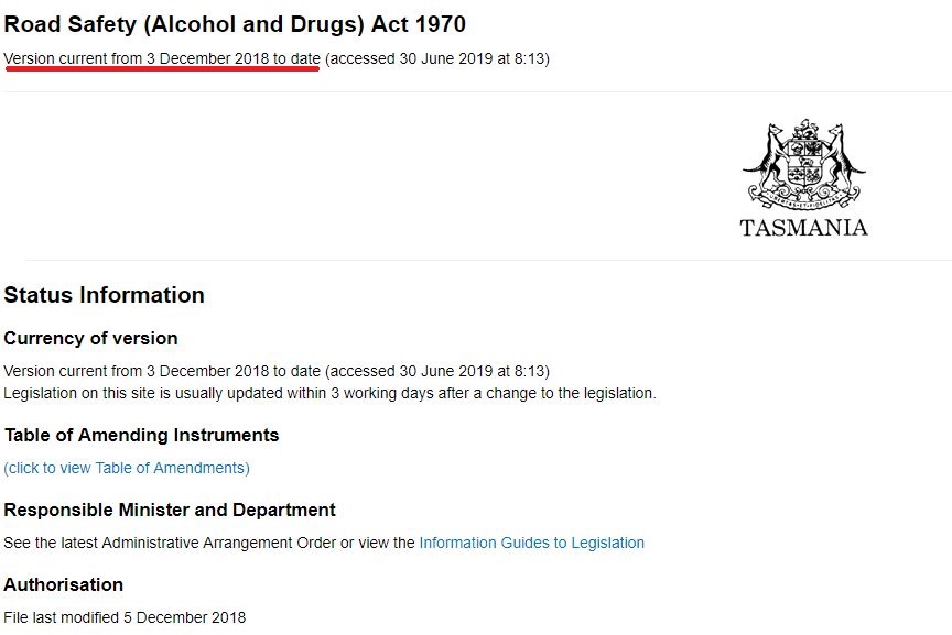 Road Safety (Alcohol and Drugs) Act 1970 冒頭